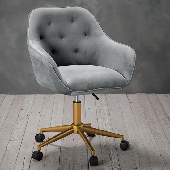 Product photograph of Darian Velvet Home And Office Chair In Grey from Furniture in Fashion