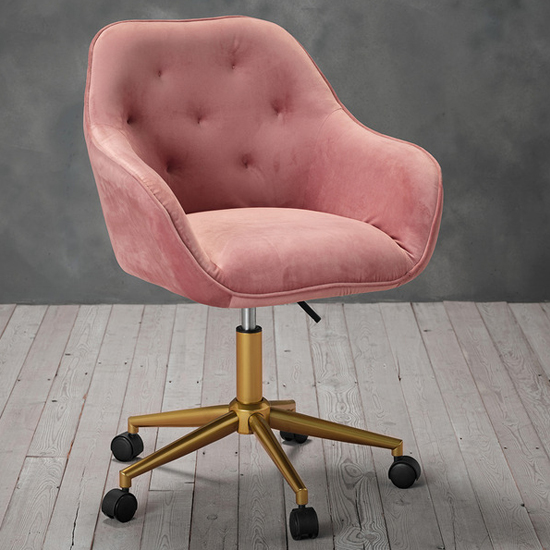 Product photograph of Darian Velvet Home And Office Chair In Pink from Furniture in Fashion