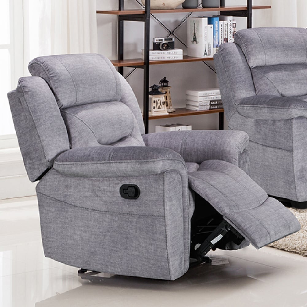 Product photograph of Darley Fabric 1 Seater Recliner Sofa In Grey from Furniture in Fashion