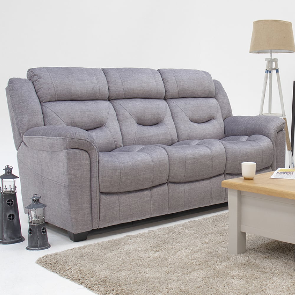 Product photograph of Darley Fabric 3 Seater Recliner Sofa In Grey from Furniture in Fashion