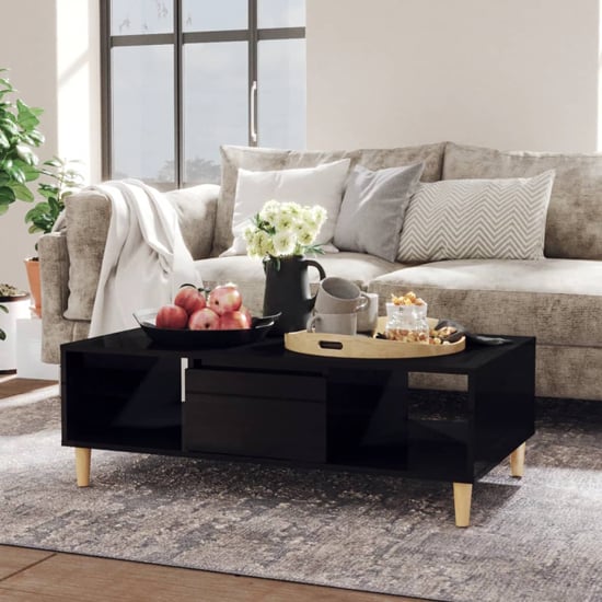 Product photograph of Dastan High Gloss Coffee Table With 1 Door In Black from Furniture in Fashion
