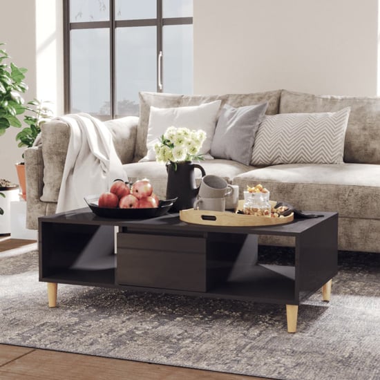 Read more about Dastan high gloss coffee table with 1 door in grey