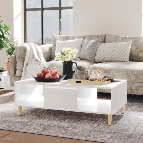 Product photograph of Dastan High Gloss Coffee Table With 1 Door In White from Furniture in Fashion