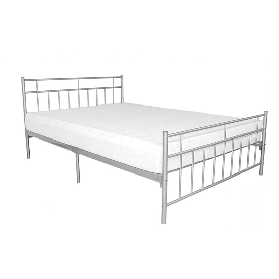 Davina Metal Double Bed In Silver | FiF