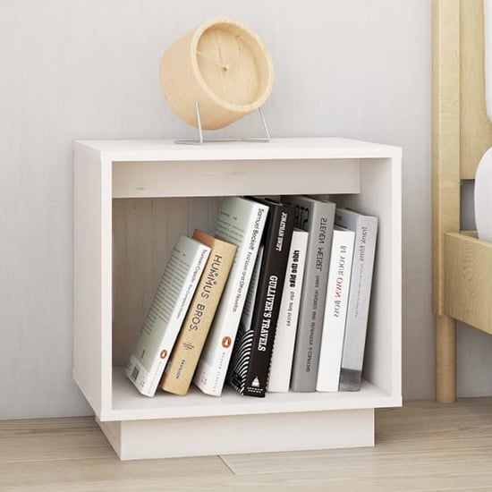 Product photograph of Dawes Solid Pinewood Bedside Cabinet In White from Furniture in Fashion