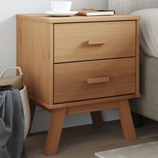 Product photograph of Dawlish Wooden Bedside Cabinet With 2 Drawers In Brown from Furniture in Fashion