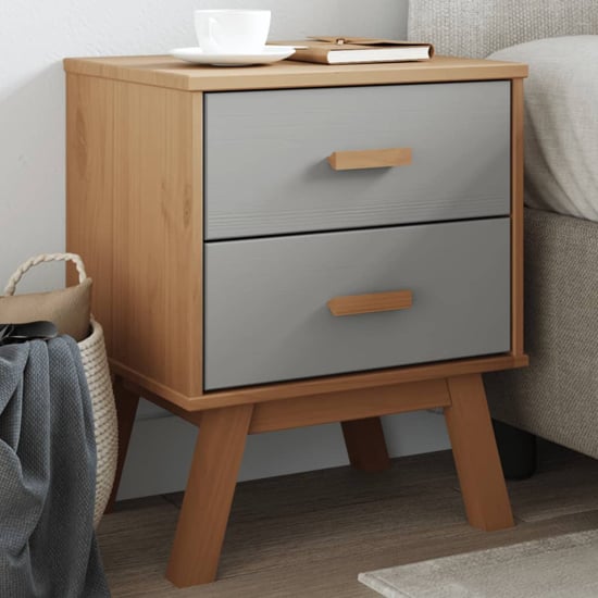 Product photograph of Dawlish Wooden Bedside Cabinet With 2 Drawers In Grey And Brown from Furniture in Fashion
