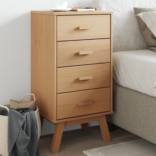 Product photograph of Dawlish Wooden Bedside Cabinet With 4 Drawers In Brown from Furniture in Fashion