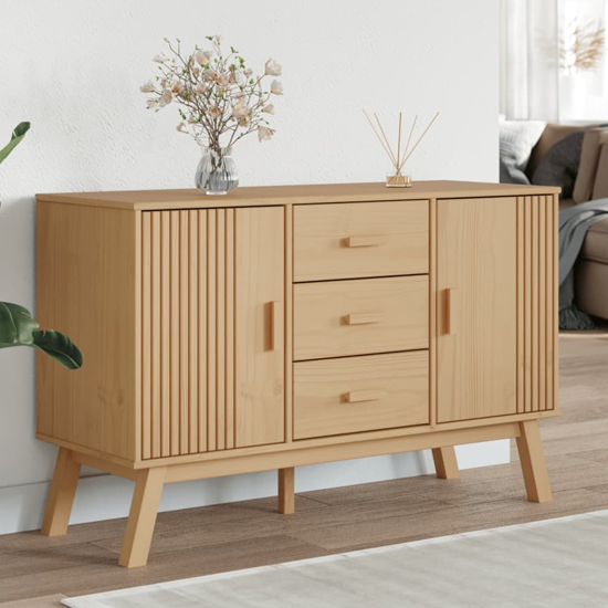 Product photograph of Dawlish Wooden Sideboard With 2 Doors 3 Drawers In Brown from Furniture in Fashion