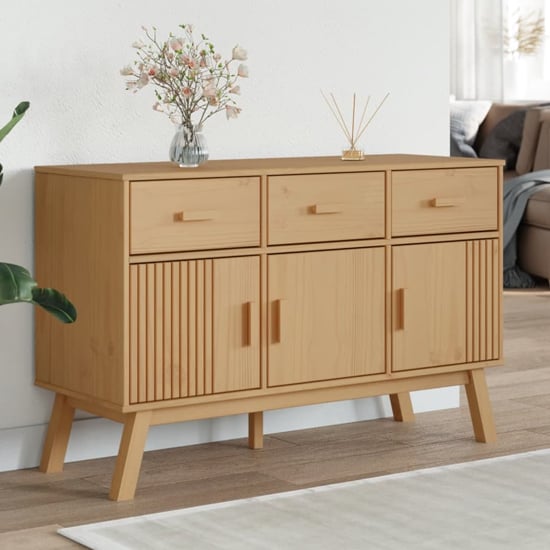 dawlish wooden sideboard with 3 doors 3 drawers in brown