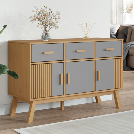 Product photograph of Dawlish Wooden Sideboard With 3 Doors 3 Drawers In Grey Brown from Furniture in Fashion