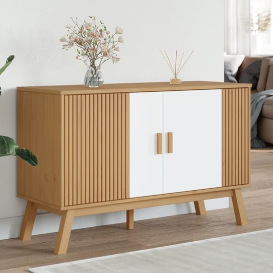 Product photograph of Dawlish Wooden Storage Cabinet With 2 Doors In White And Brown from Furniture in Fashion