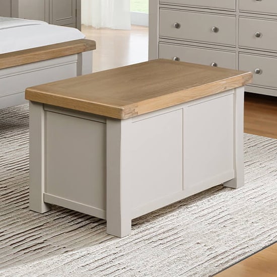 Product photograph of Dawson Wooden Blanket Box In Taupe from Furniture in Fashion