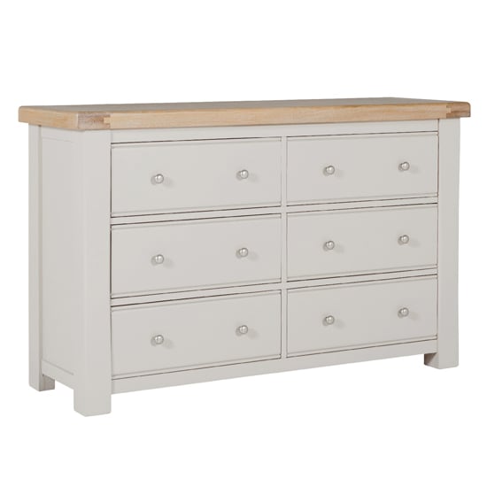 Product photograph of Dawson Wooden Chest Of 6 Drawers In Taupe from Furniture in Fashion