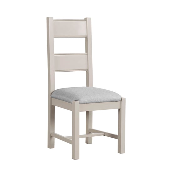 Product photograph of Dawson Wooden Dining Chair In Taupe With Grey Fabric Seat from Furniture in Fashion