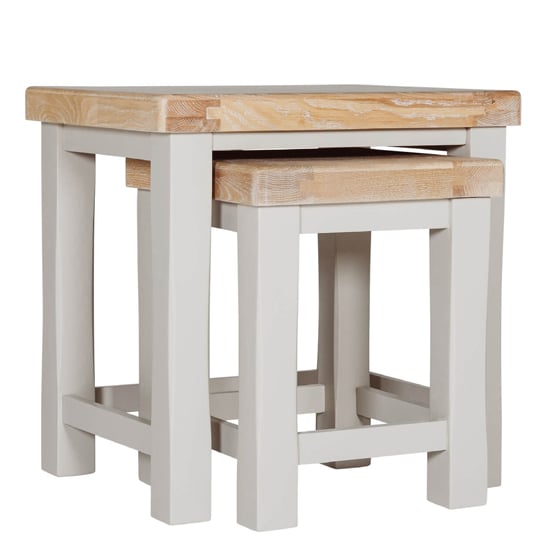 Product photograph of Dawson Wooden Nest Of 2 Tables In Taupe from Furniture in Fashion