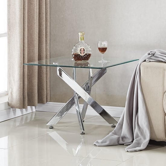 Read more about Daytona clear glass lamp table with chrome legs