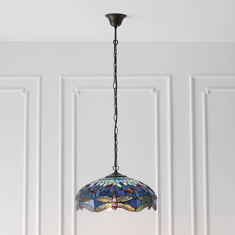 Product photograph of Dearborn 3 Light Glass Small Pendant Ceiling Light In Blue Black from Furniture in Fashion