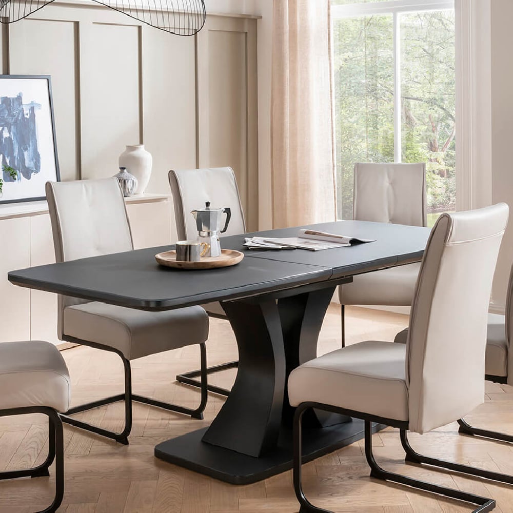 Read more about Decatur glass large extending dining table in charcoal