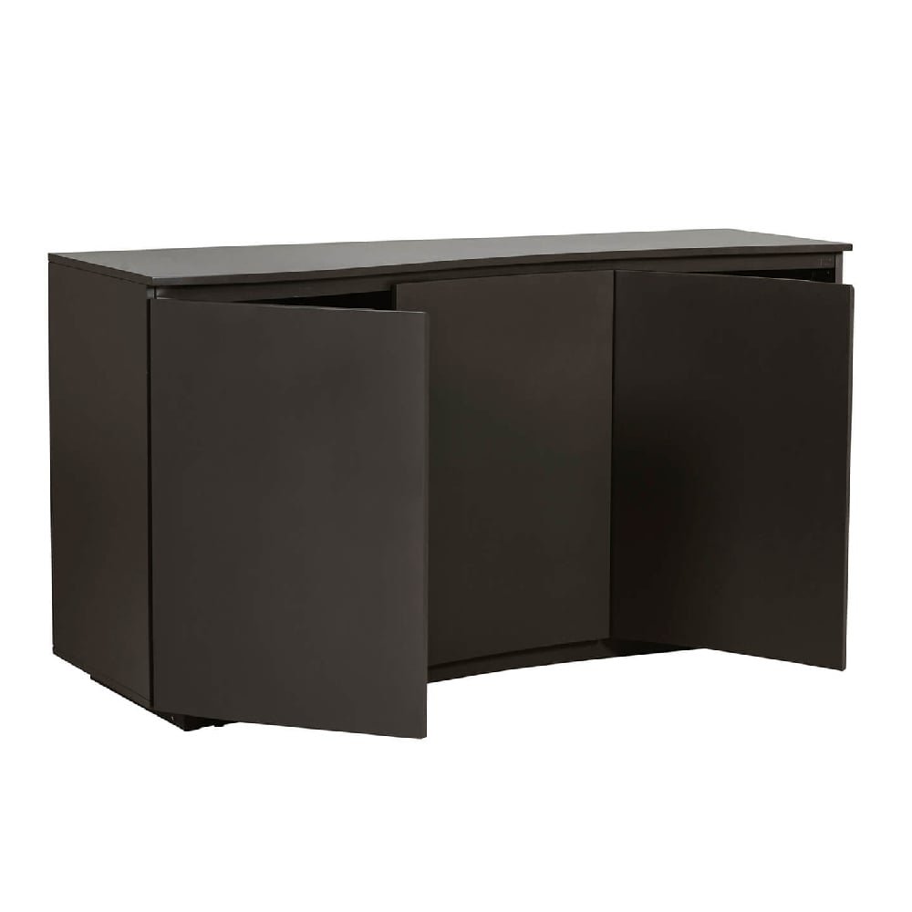 decatur led wooden sideboard with 3 doors in charcoal