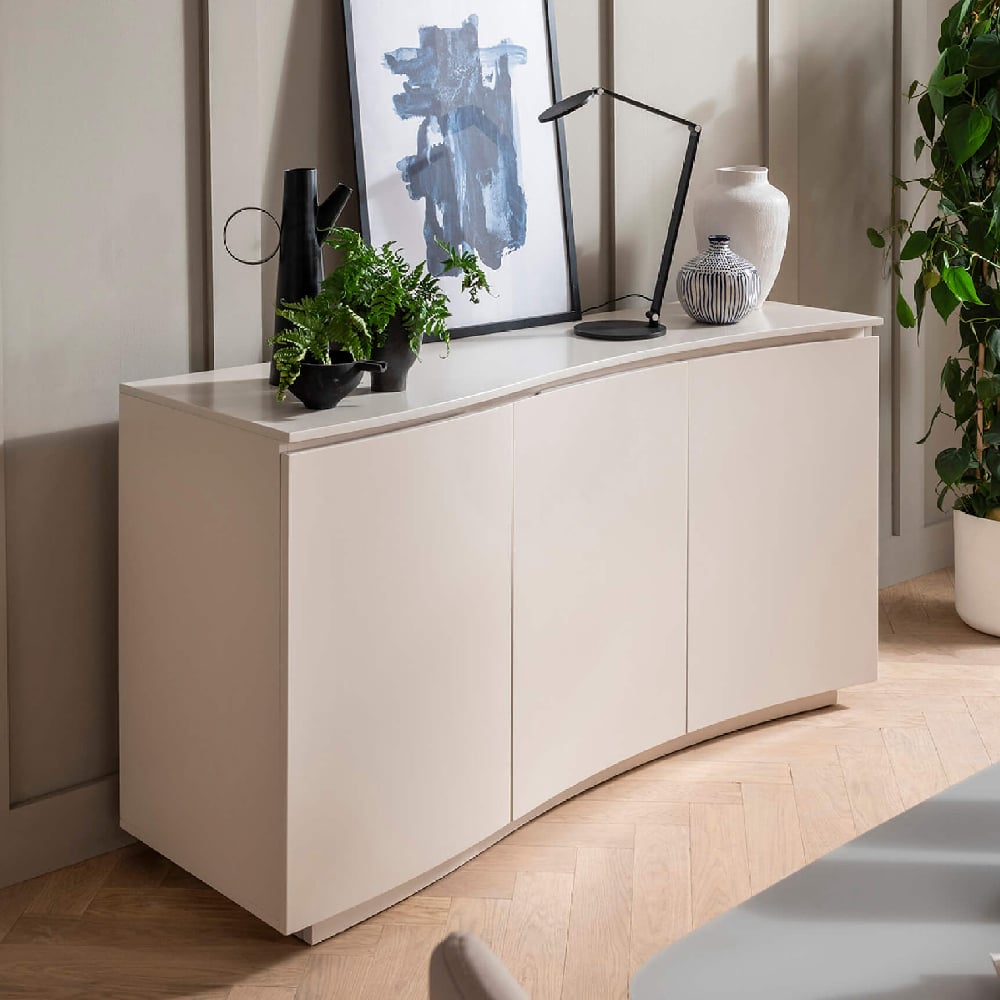 Product photograph of Decatur Led Wooden Sideboard With 3 Doors In Greige from Furniture in Fashion