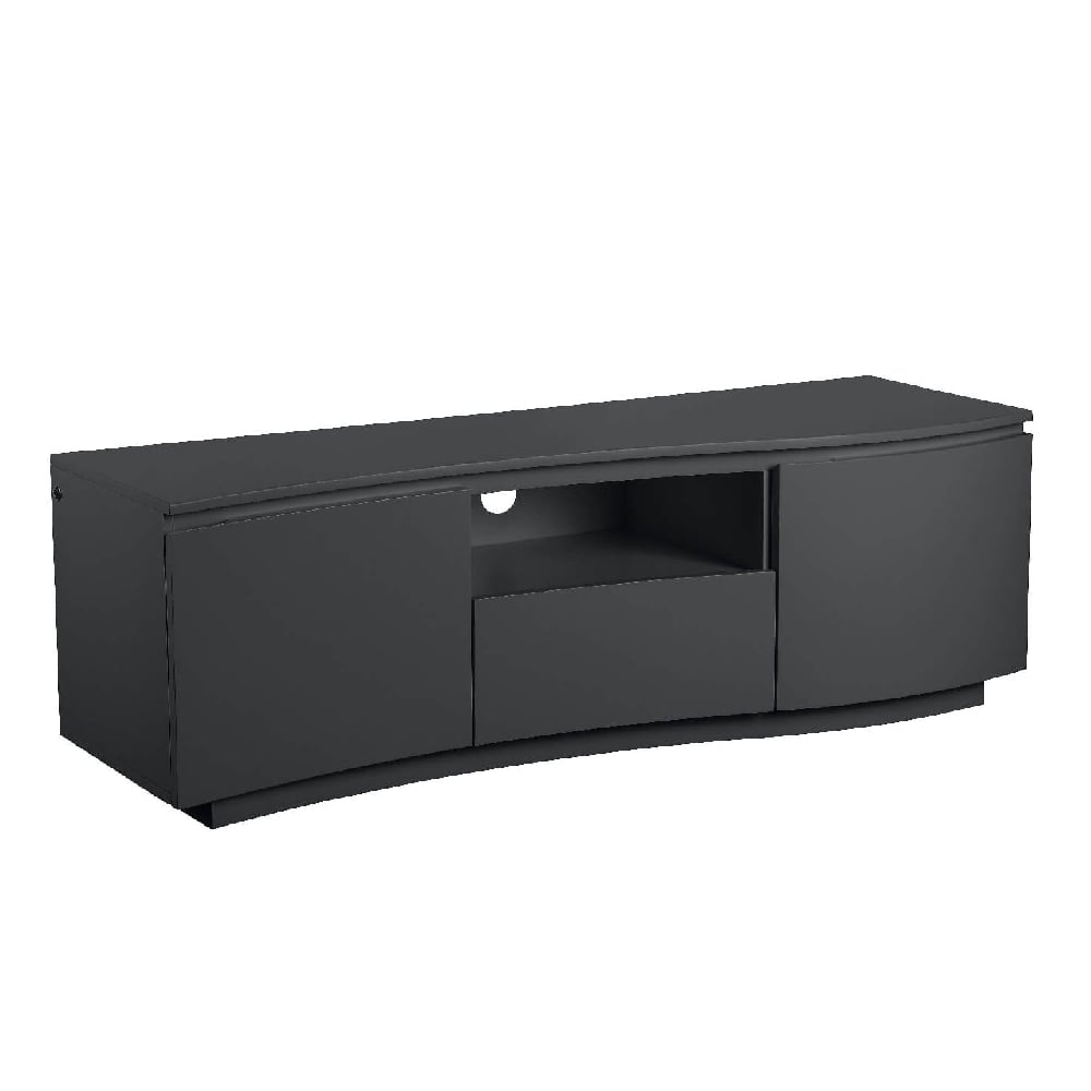 decatur wooden tv stand with 2 doors in charcoal