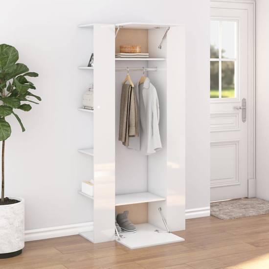 Product photograph of Deion High Gloss Hallway Storage Cabinet In White from Furniture in Fashion