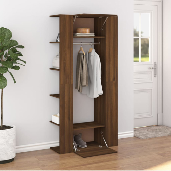 Product photograph of Deion Wooden Hallway Storage Cabinet In Brown Oak from Furniture in Fashion