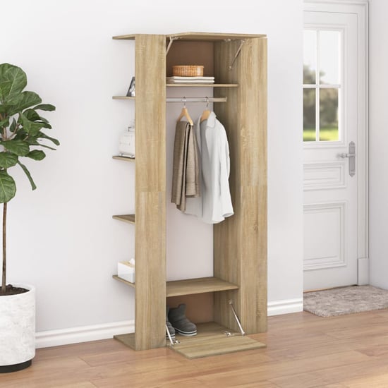 Product photograph of Deion Wooden Hallway Storage Cabinet In Sonoma Oak from Furniture in Fashion