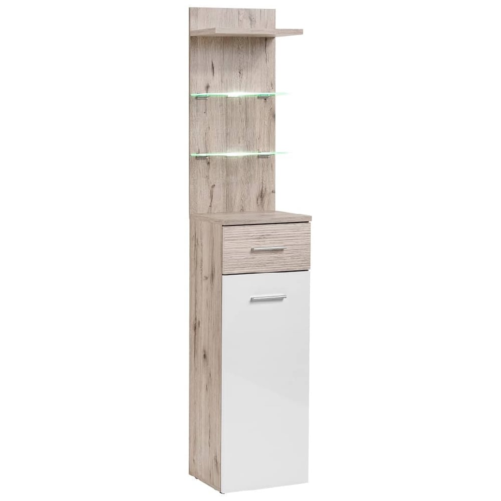 Read more about Deland wooden hallway cabinet with 1 door 1 drawer in white oak