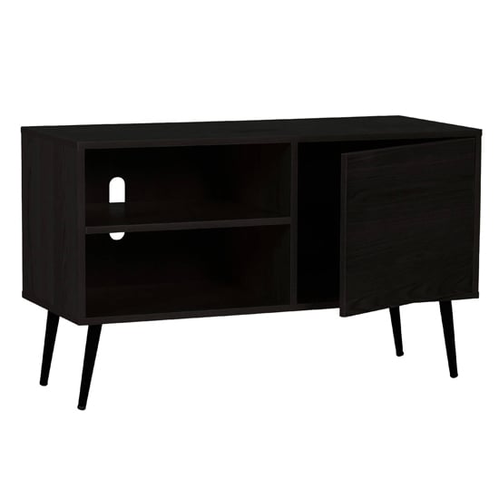 deland wooden tv stand with 1 door in black