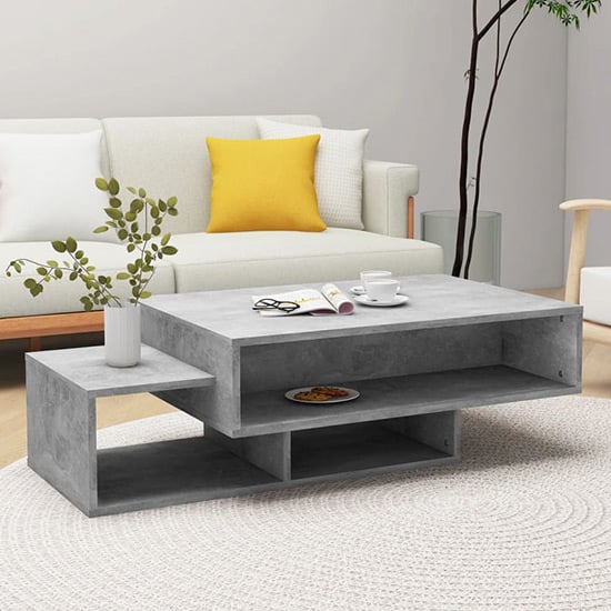 Read more about Delano wooden coffee table with 3 shelves in concrete effect