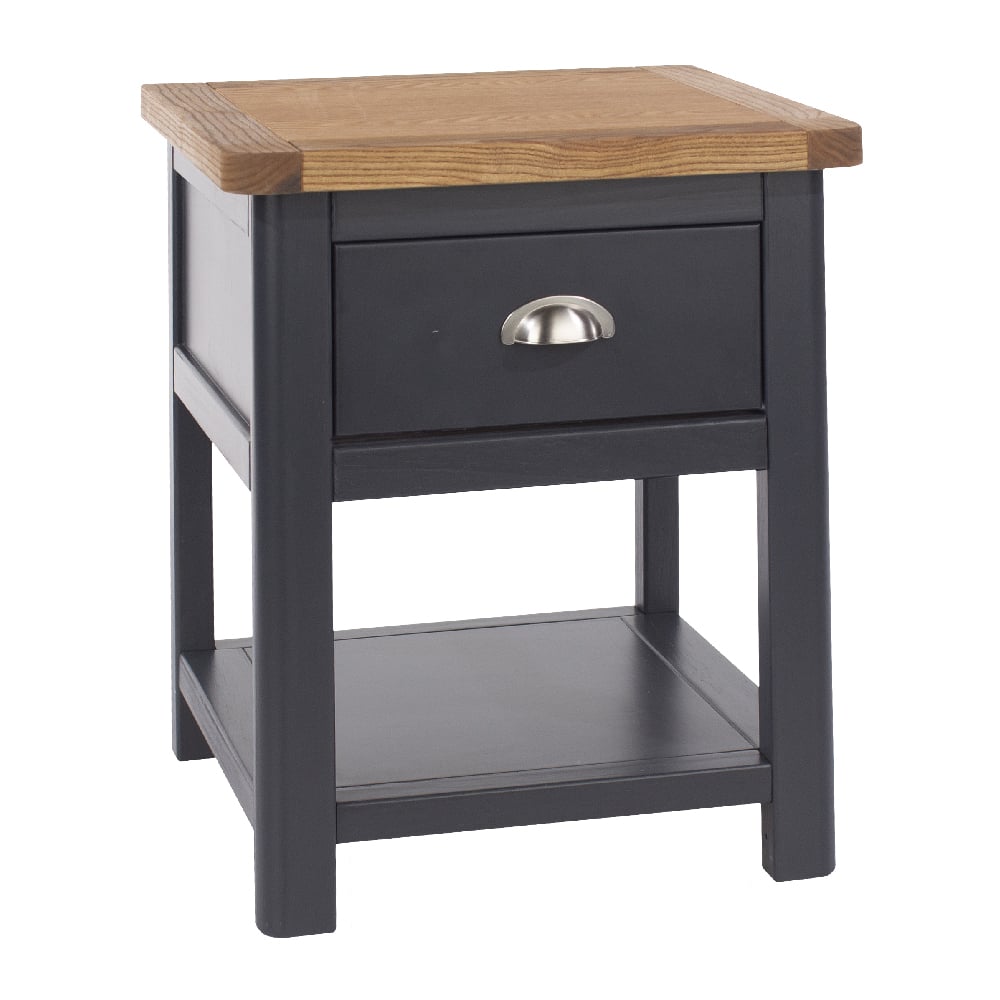 Read more about Delavan wooden bedside cabinet with 1 drawer in oak and black