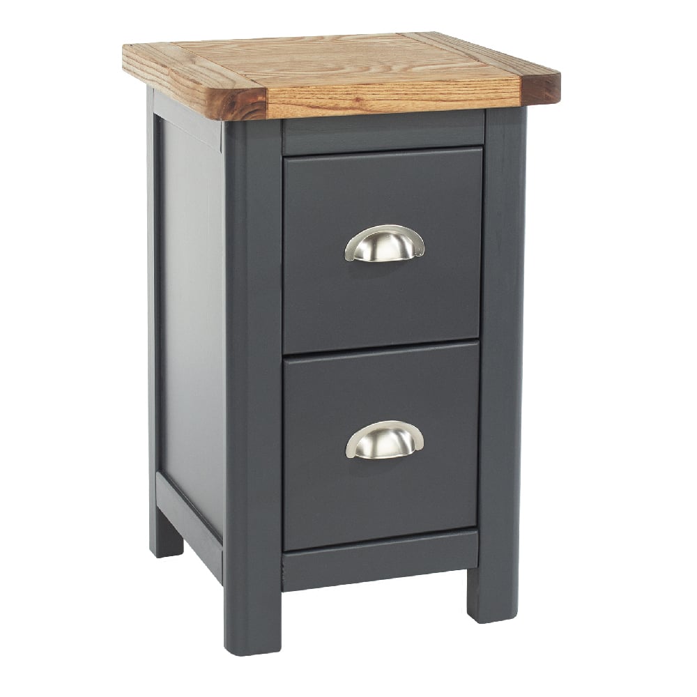 Read more about Delavan wooden tall bedside cabinet with 2 drawers in oak black