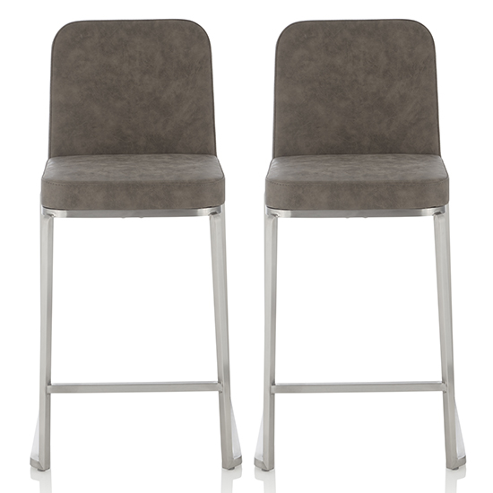 Product photograph of Delray Grey Faux Leather Counter Height Bar Stools In Pair from Furniture in Fashion