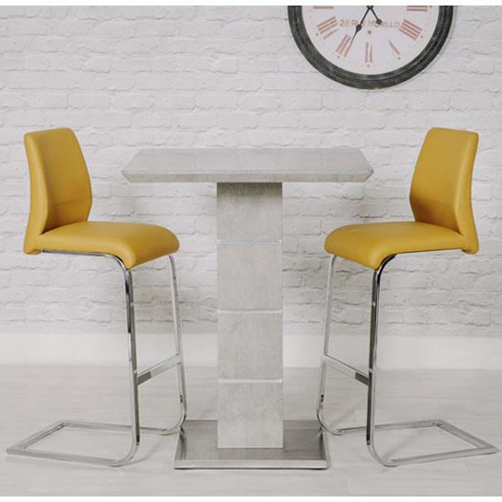 Read more about Delta marble effect bar table with 2 ochre seattle stools