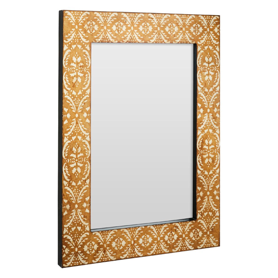 Read more about Demast printed damask pattern wall mirror in gold wooden frame