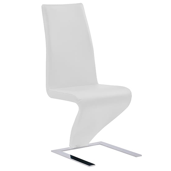 Read more about Demi z faux leather dining chair in white with chrome feet