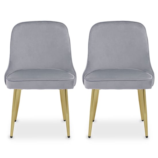 Product photograph of Demine Grey Velvet Dining Chairs In A Pair from Furniture in Fashion