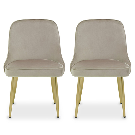 Product photograph of Demine Mink Velvet Dining Chairs In A Pair from Furniture in Fashion