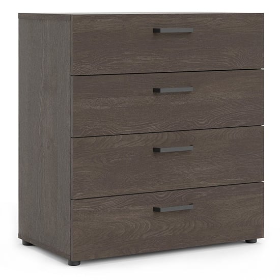 Photo of Denton wooden chest 4 drawers in rovere gessato dark oak