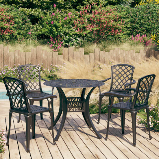 Product photograph of Denver Cast Aluminium 5 Piece Bistro Set In Black from Furniture in Fashion