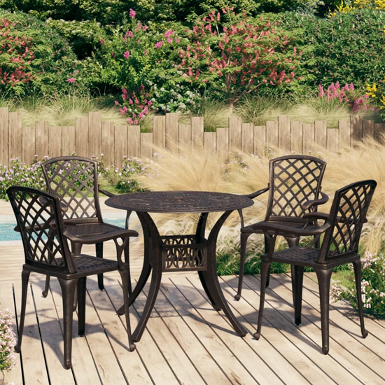 Product photograph of Denver Cast Aluminium 5 Piece Bistro Set In Bronze from Furniture in Fashion