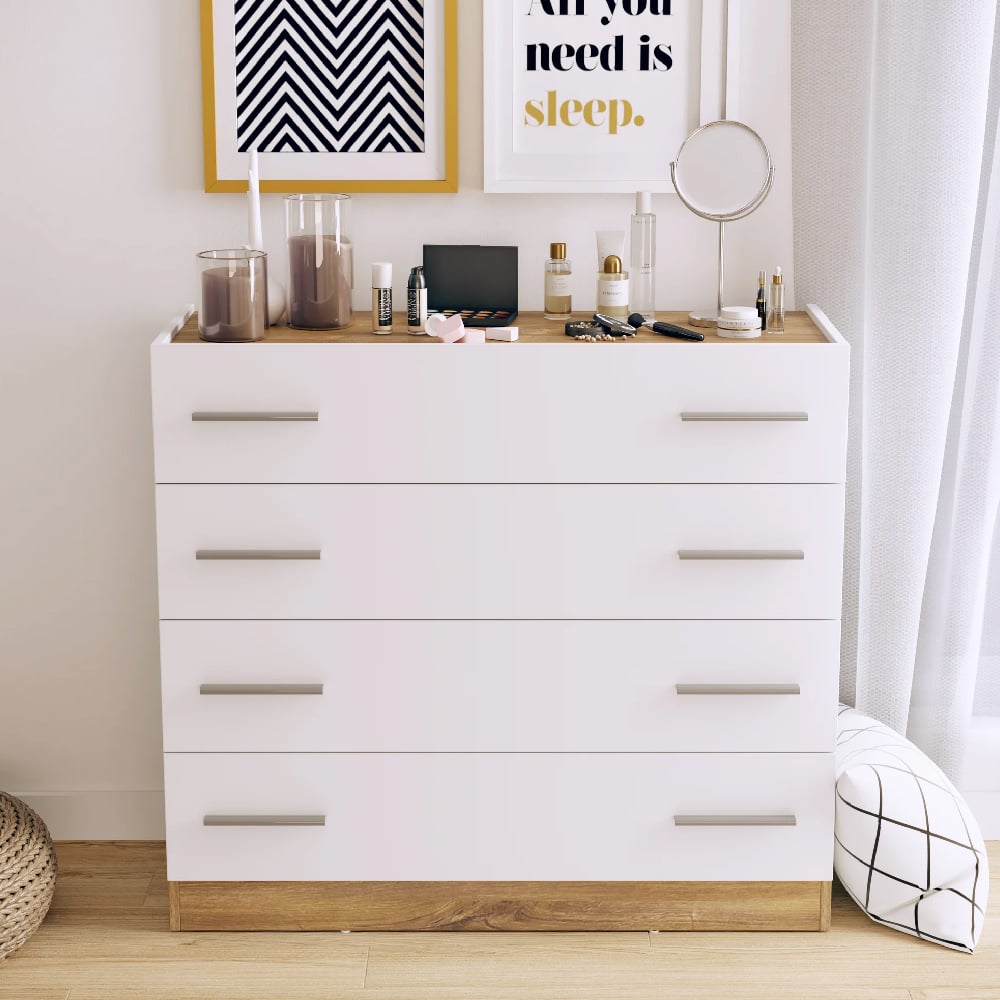 deptford wooden chest of 4 drawers in matt white