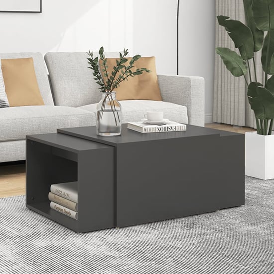 Photo of Derion wooden set of 3 wooden coffee tables in grey