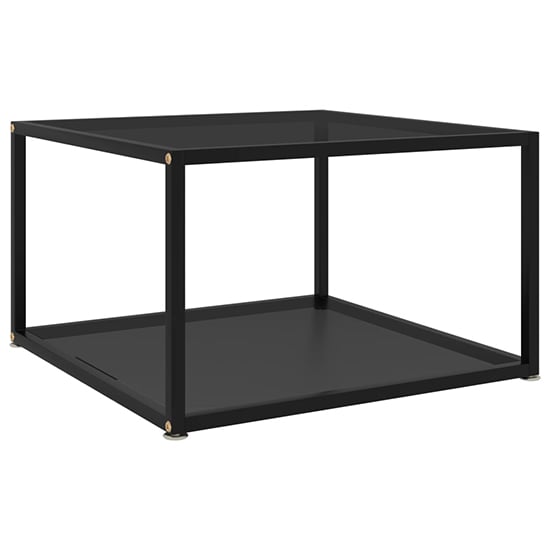 Photo of Dermot square black glass coffee table with black metal frame