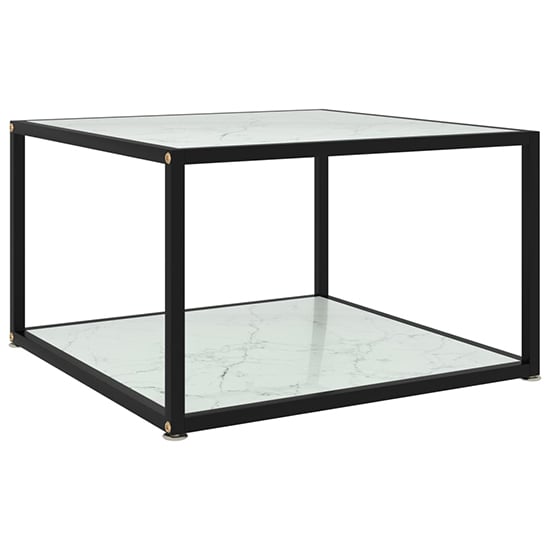 Photo of Dermot square glass coffee table in white marble effect