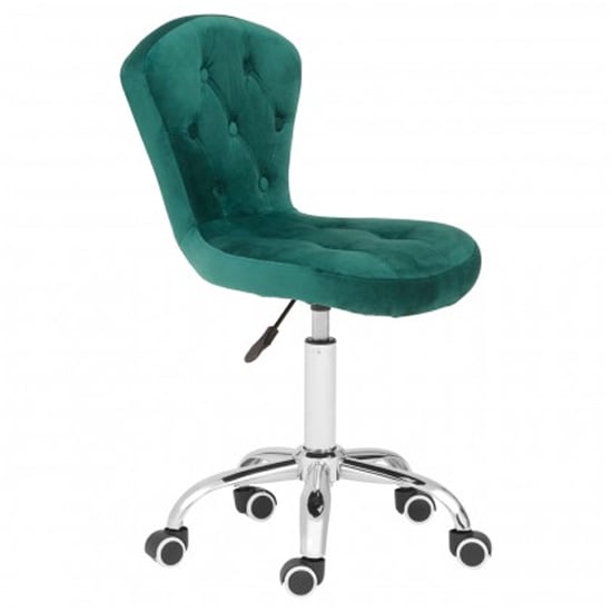 Product photograph of Detra Rolling Home And Office Velvet Chair In Green from Furniture in Fashion