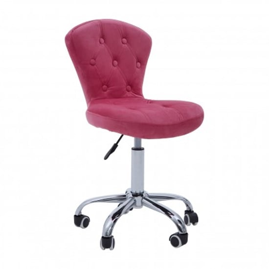Product photograph of Detra Rolling Home And Office Velvet Chair In Pink from Furniture in Fashion