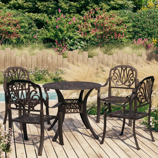 Product photograph of Detroit Cast Aluminium 5 Piece Bistro Set In Bronze from Furniture in Fashion